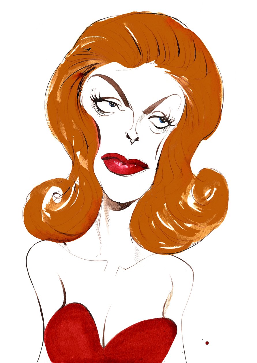 Julie London amerikai énekesnő és színésznő (1926-2000); színes karikatúra, 2015 alkotó: Neale Osborne