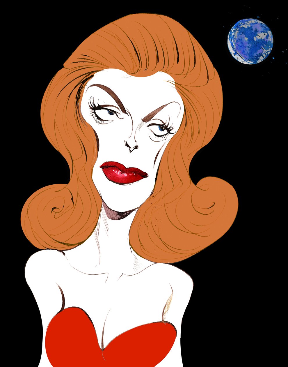 Julie London amerikai énekesnő és színésznő (1926-2000); színes karikatúra, 2015 alkotó: Neale Osborne