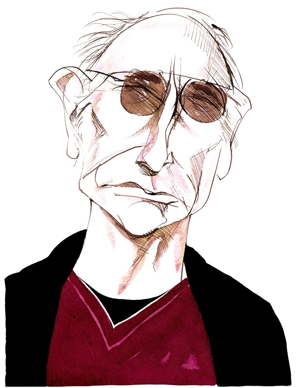 Larry David – 1947-ben született amerikai vígjátékíró, színész és producer karikatúrája alkotó: Neale Osborne