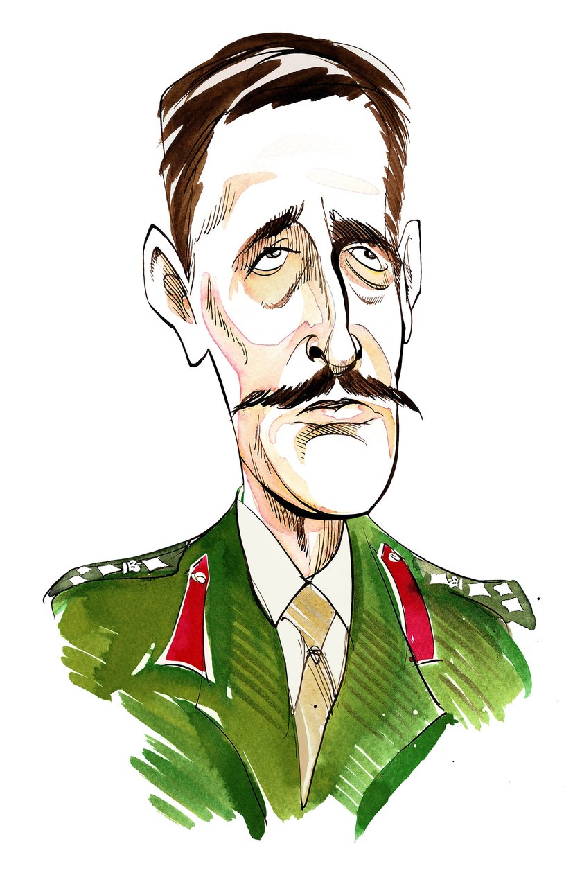 Nicholas Courtenay - angol színész karikatúrája, 1929-2011 alkotó: Neale Osborne