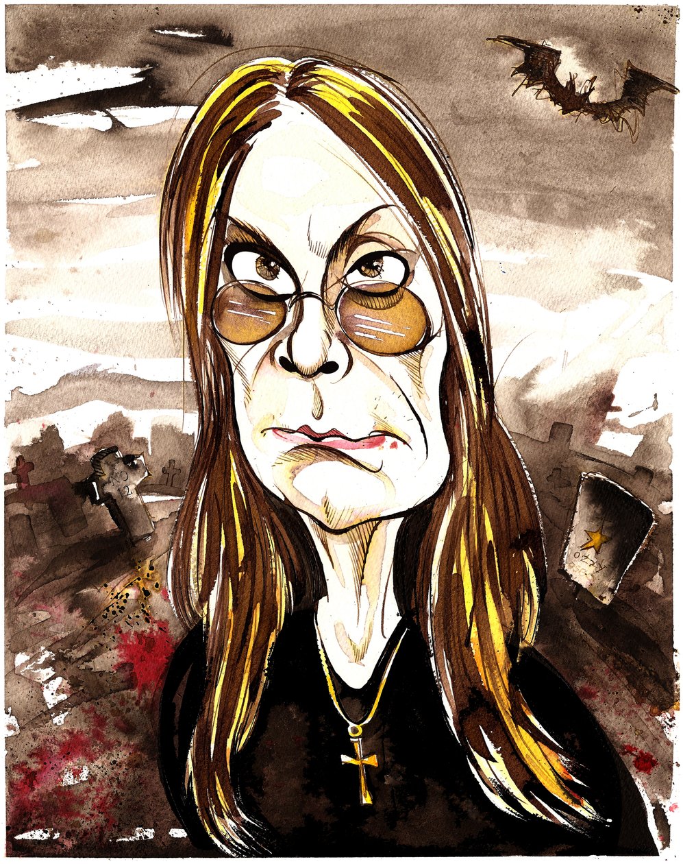 Ozzy Osbourne - színes karikatúra alkotó: Neale Osborne