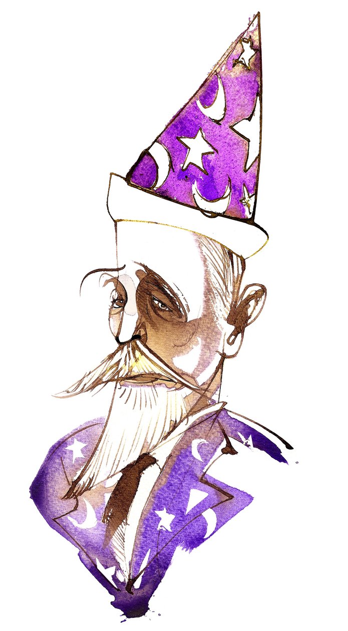 Paul Dukas francia zeneszerző (1865-1935); varázslónak karikírozott alkotó: Neale Osborne