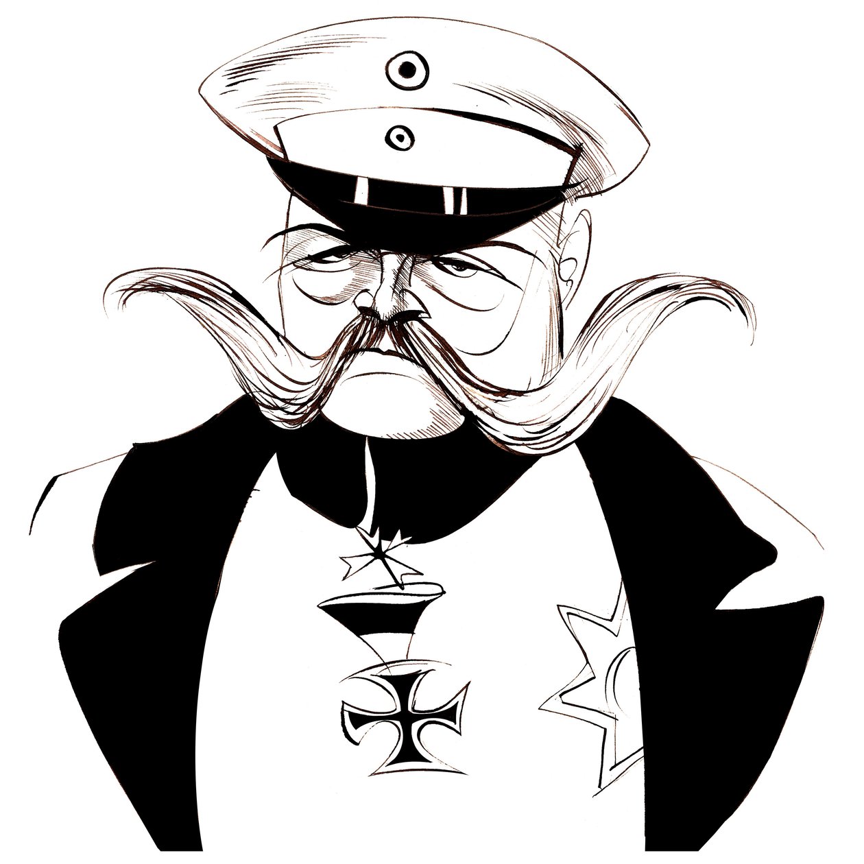 Paul von Hindenburg - lengyel származású, német tábornok és elnök (1847-1934); fekete-fehér karikatúra alkotó: Neale Osborne