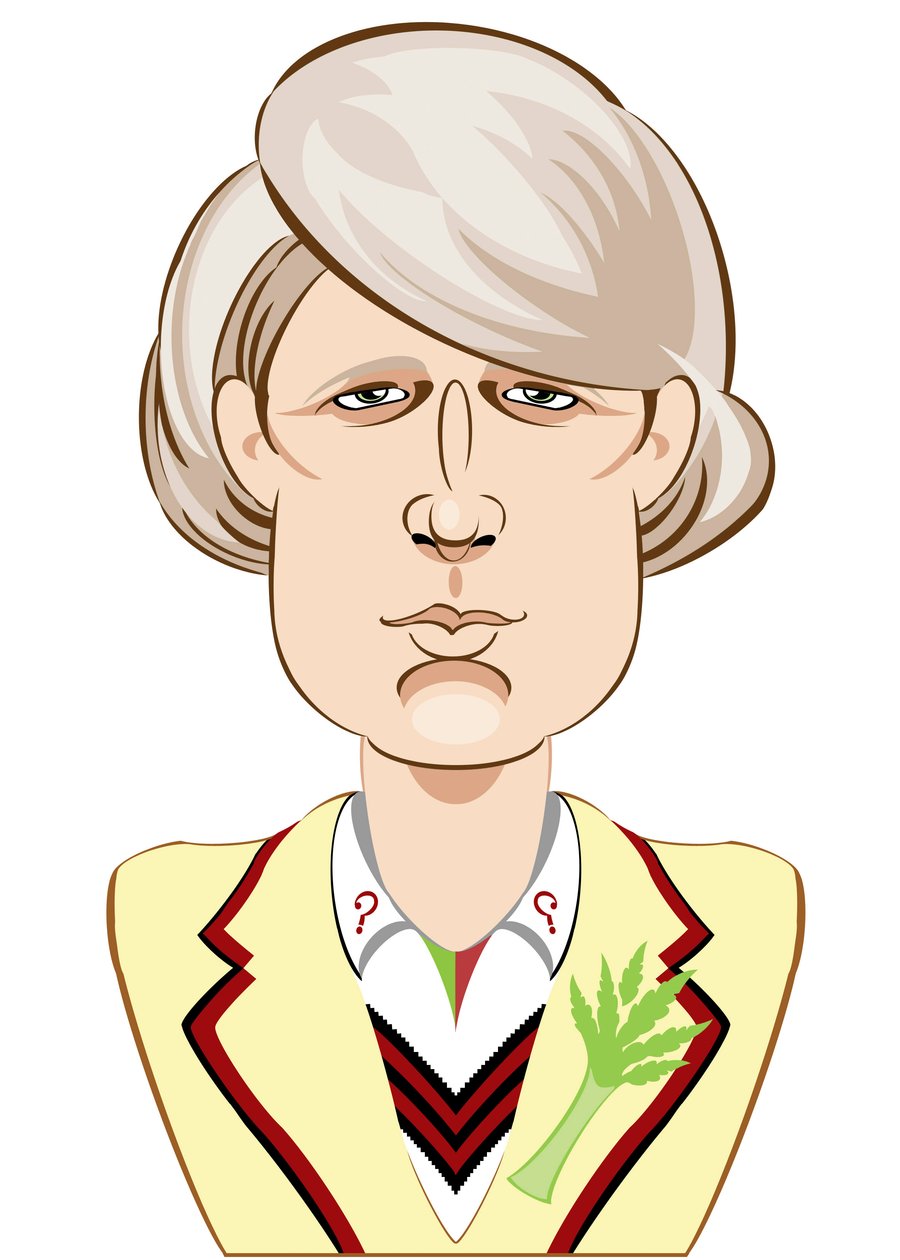 Peter Davison mint Doctor Who - karikatúra alkotó: Neale Osborne