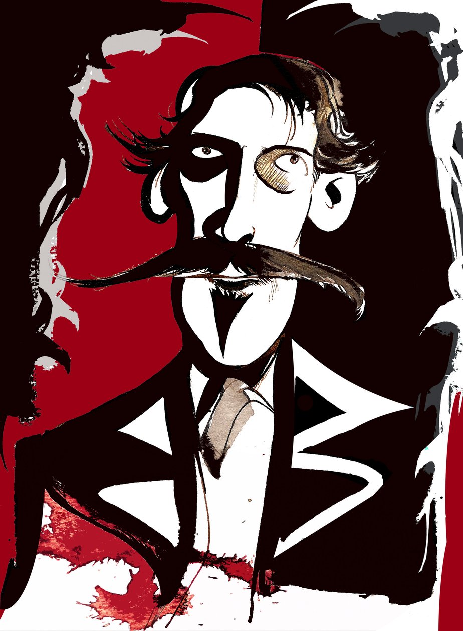 Robert Louis Stevenson - színes karikatúra alkotó: Neale Osborne