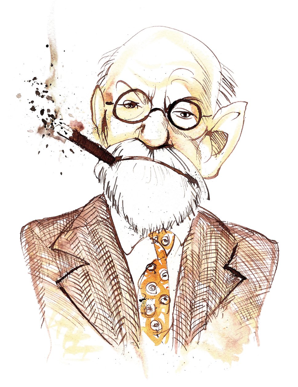 Sigmund Freud cseh születésű osztrák neurológus és pszichoterapeuta (1856-1939); karikatúra alkotó: Neale Osborne