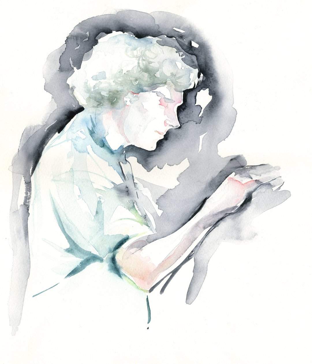 Simon Rattle - akvarell portré az angol karmesterről a Symphony Hallban, Birminghamben alkotó: Neale Osborne