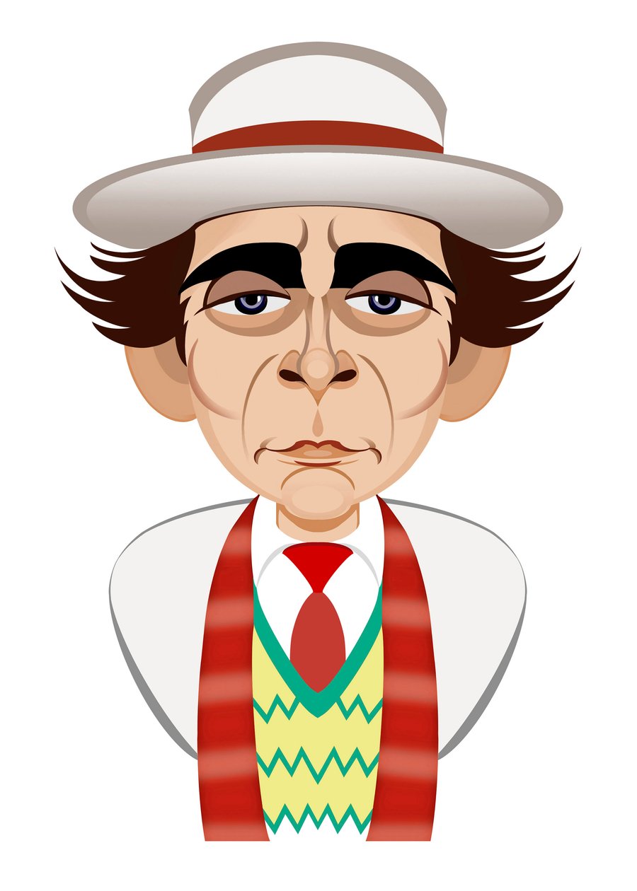 Sylvester McCoy mint Doctor Who - karikatúra alkotó: Neale Osborne