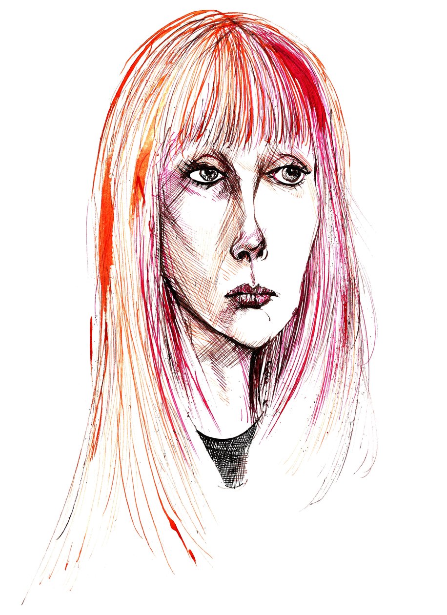 Sylvie Guillem - színes tintával portré alkotó: Neale Osborne