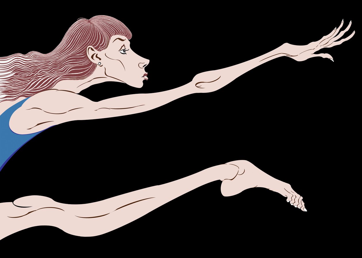 Sylvie Guillem, francia balerina, színes változat a fekete-fehér képből, 2006 alkotó: Neale Osborne