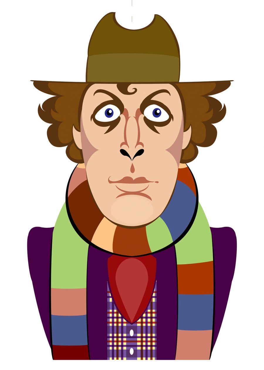 Tom Baker mint Doctor Who - karikatúra alkotó: Neale Osborne