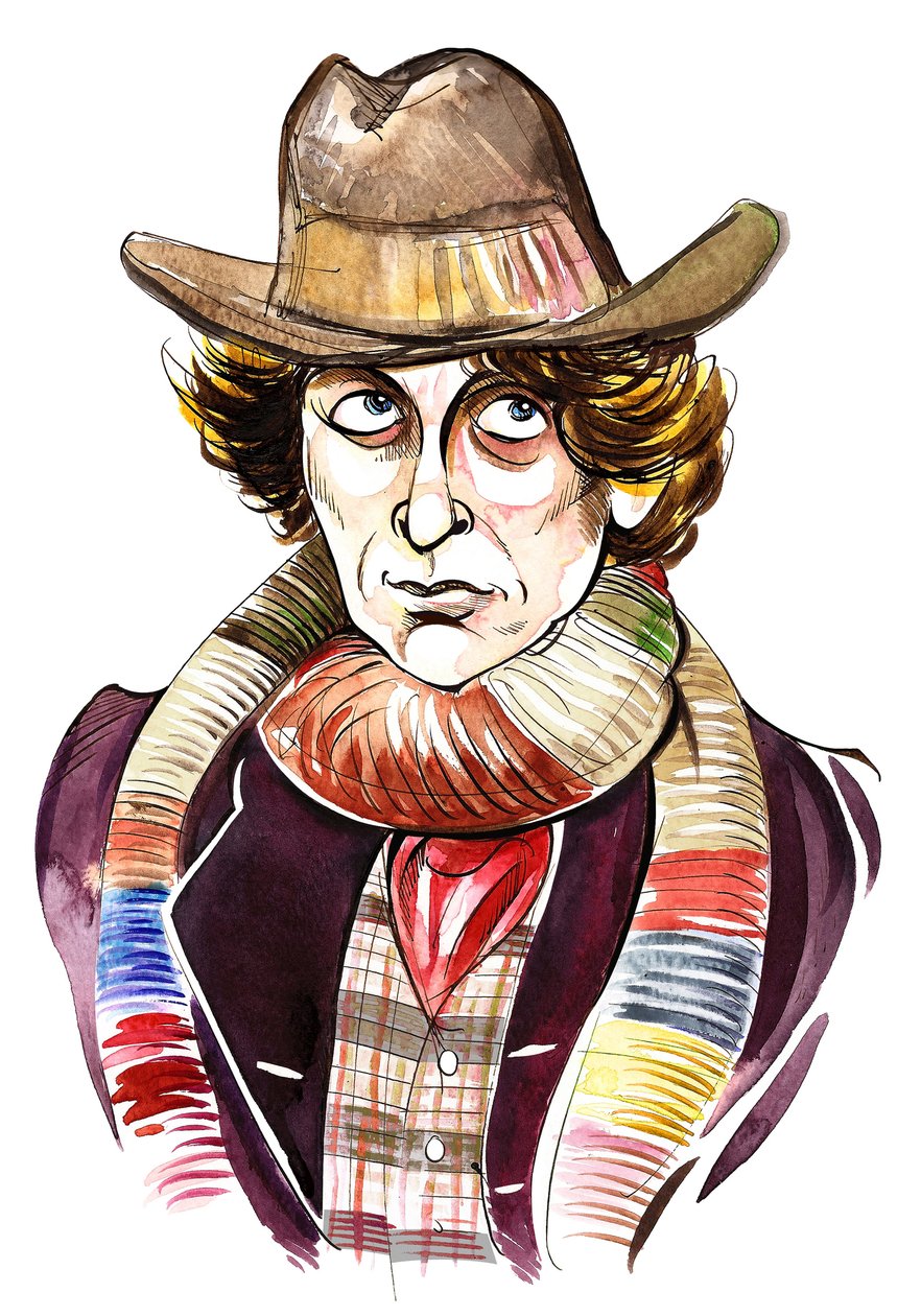 Tom Baker a Doctor Who szerepében a BBC azonos nevű televíziós sorozatában alkotó: Neale Osborne