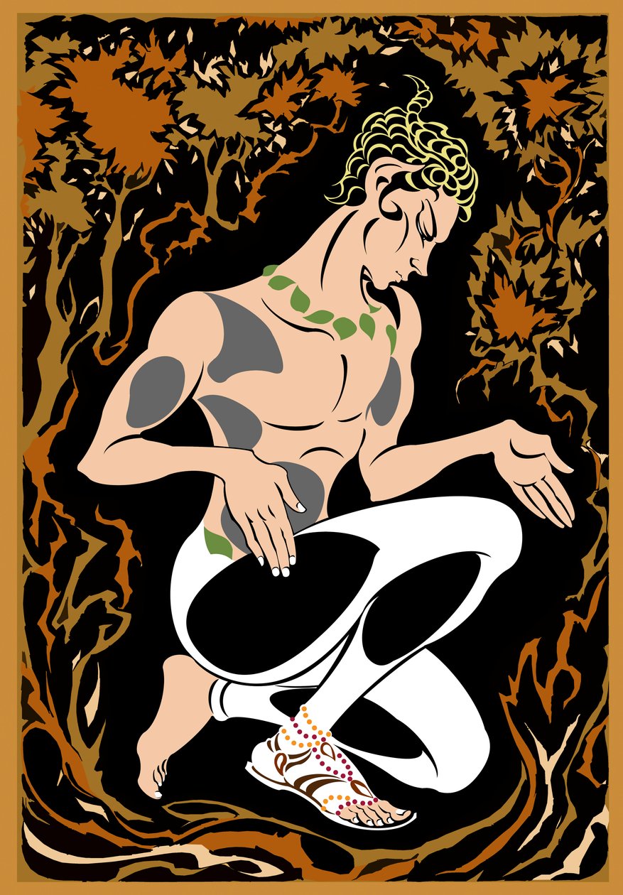 Vaslav Nijinsky, mint faun LApres-midi dun faune-ban Debussy orosz táncos és koreográfus (1890-1950), a fenti színes plakátváltozata, 2004, Neale Osborne alkotó: Neale Osborne
