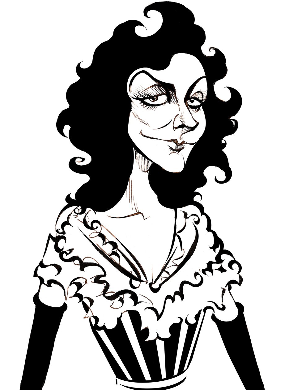 Yvette Guilbert francia színésznő és kabaréénekes (1867-1944) karikatúra alkotó: Neale Osborne