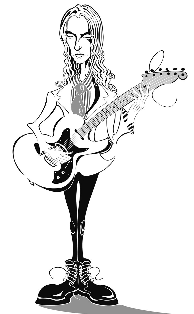 Aimee Mann – karikatúra – amerikai énekes-dalszerző és basszusgitáros, 1960. alkotó: Neale Osborne