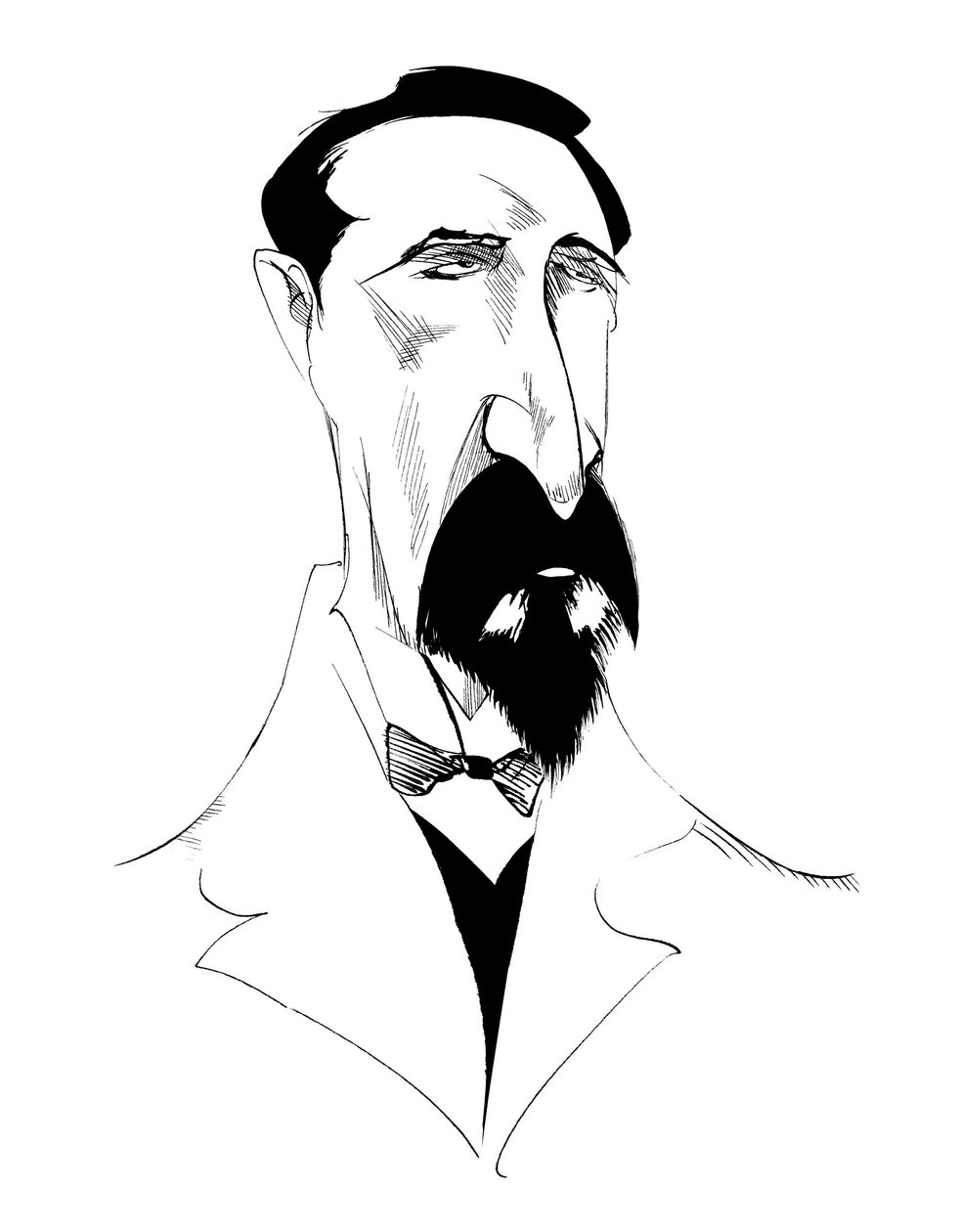 Alexander Borodin, orosz zeneszerző, fekete-fehér karikatúra, 2010, Neale Osborne alkotó: Neale Osborne