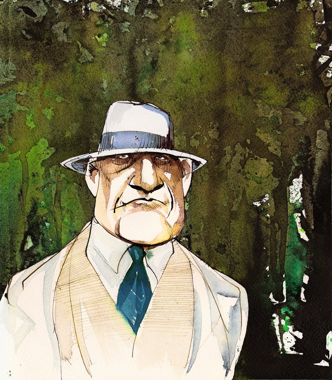 Jean Sibelius, idősebb férfiként karikaturált alkotó: Neale Osborne
