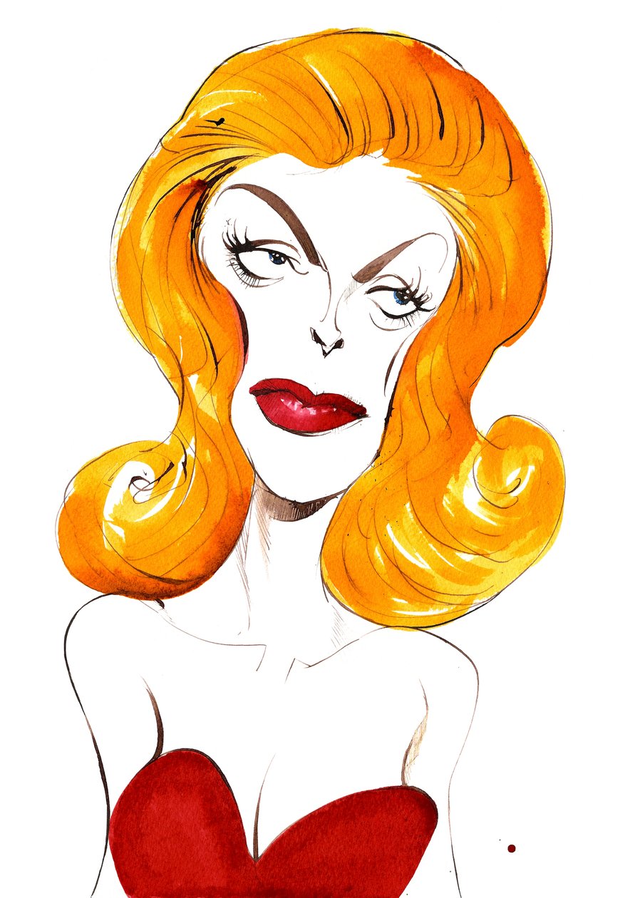 Julie London amerikai énekesnő és színésznő (1926-2000); színes karikatúra, 2015 alkotó: Neale Osborne