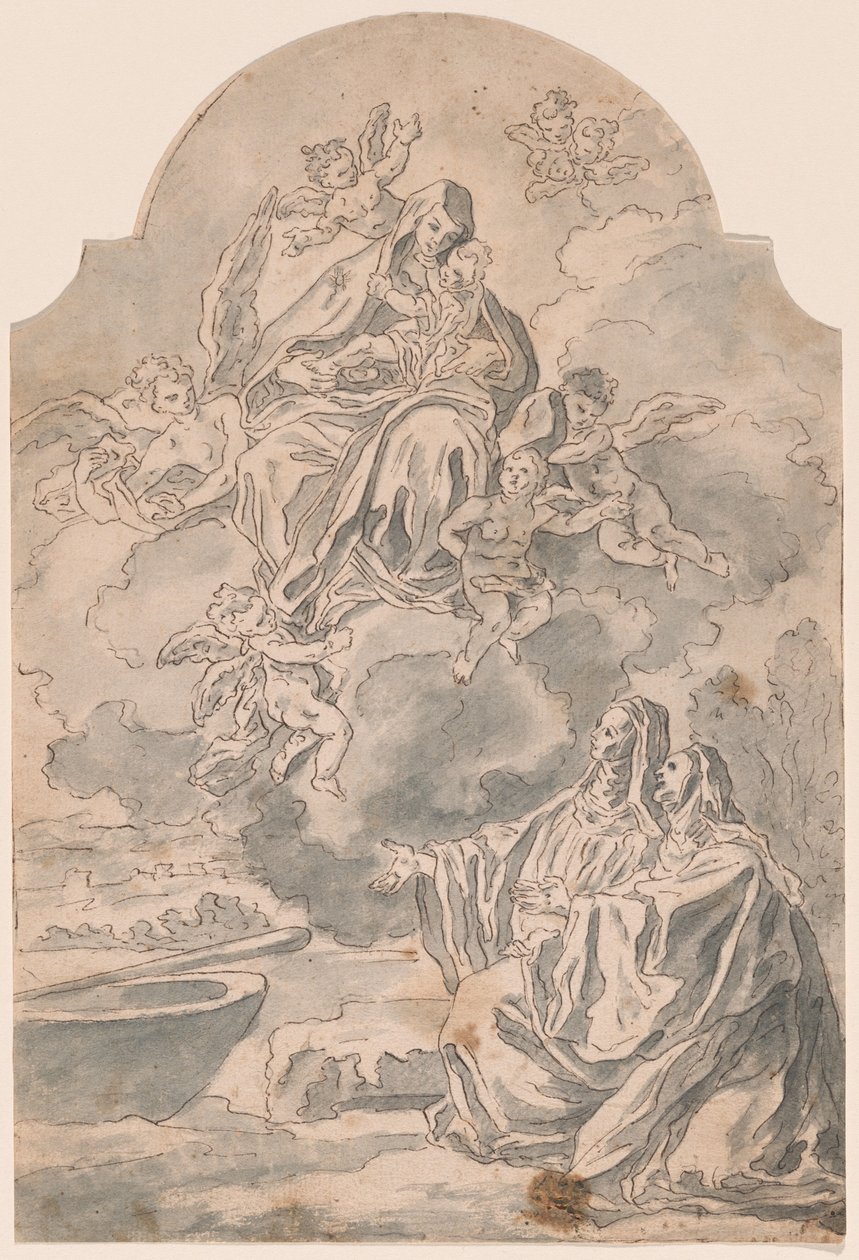 A Szűz és a Gyermek két női szerzetesnek feltűnik alkotó: Neapolitan 17th Century