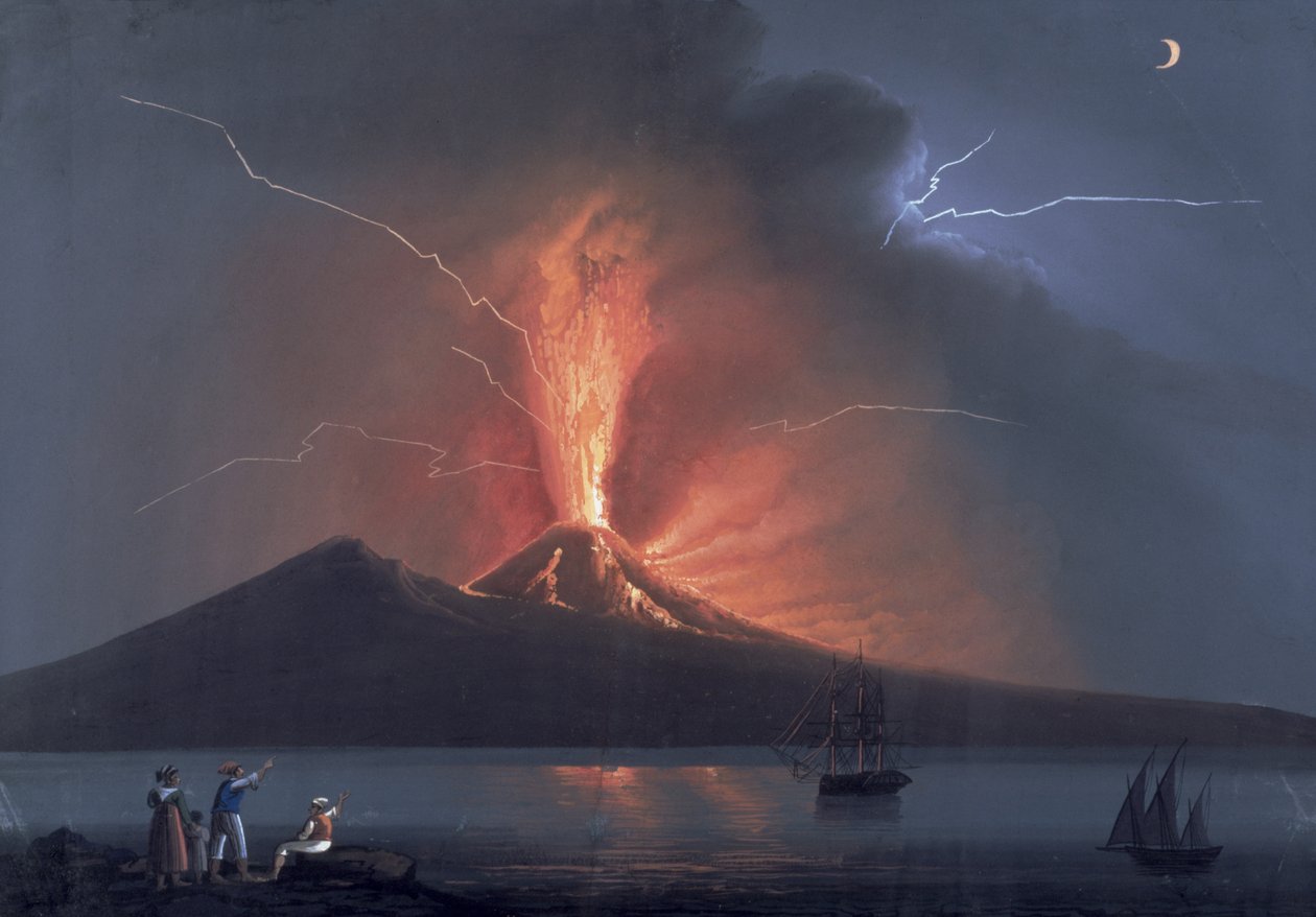 Nápoly: Vezúv kitörése, 1822. október 22. (gouache) alkotó: Neapolitan School