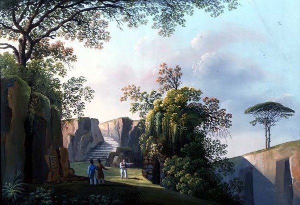 Nápoly: Virgilio sírja ("Tompa di Virgilio") (gouache) alkotó: Neapolitan School
