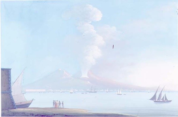 A Vezúv kitörése (guache) alkotó: Neapolitan School