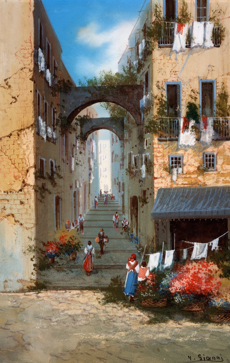 Kilátás Nápolyra (gouache) alkotó: Neapolitan School