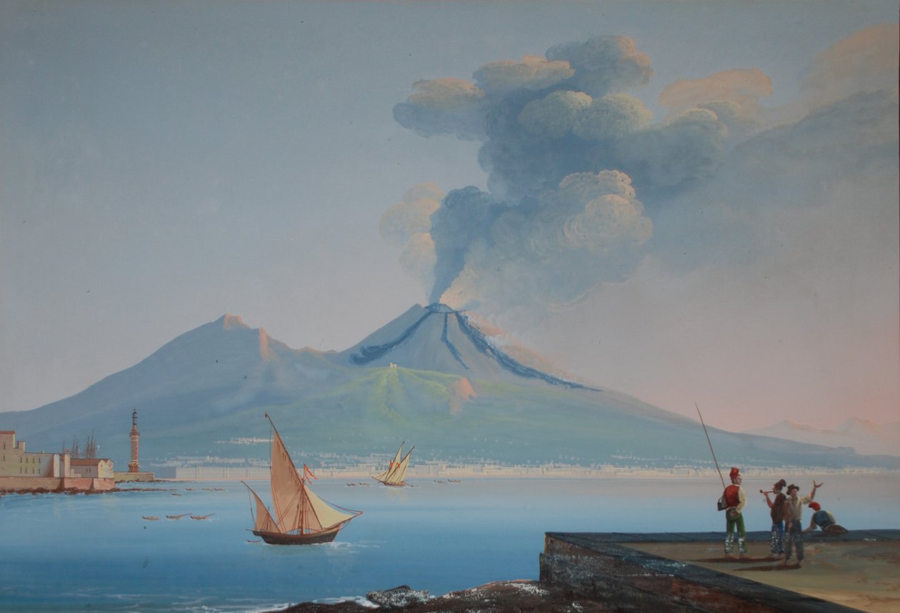 Kilátás a Nápolyi-öbölre és a Vezúvra (olaj, vászon) alkotó: Neapolitan School