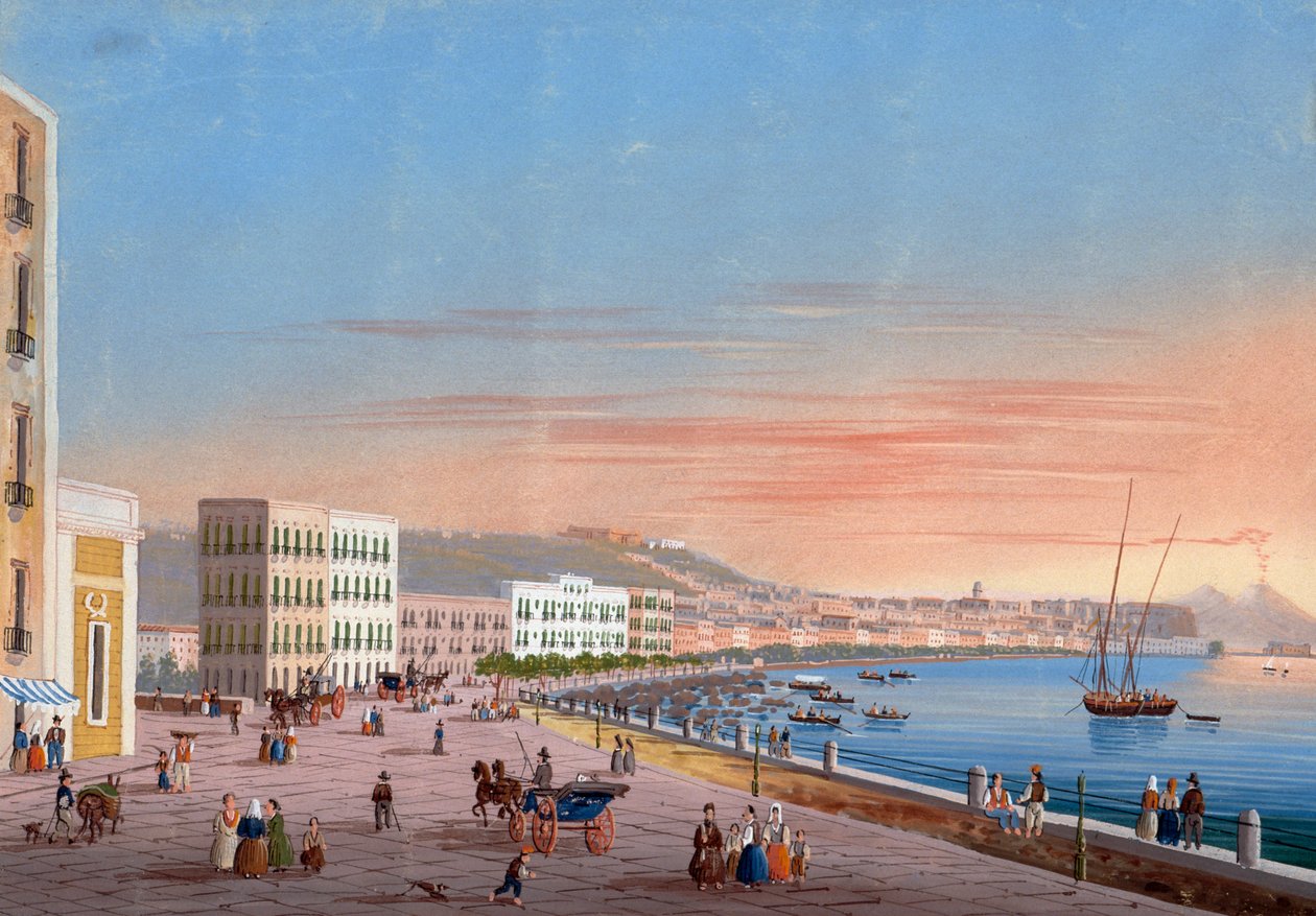 Kilátás Nápolyra a Posillipóból (guache) alkotó: Neapolitan School