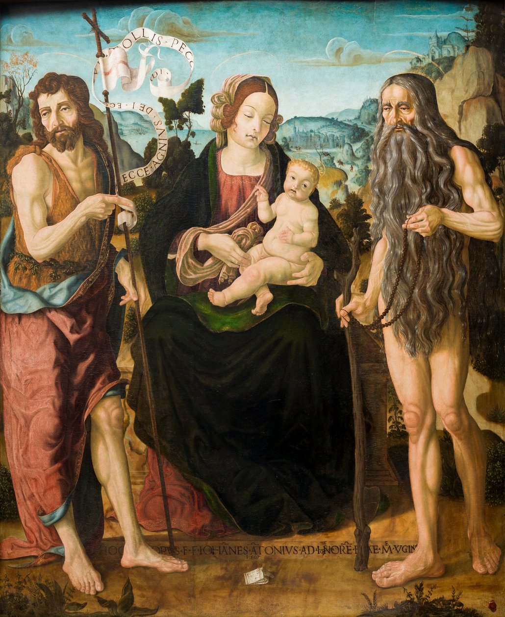 Szűz és gyermek Keresztelő Szent János és Szent Onufriusz között (tempera a panelen) alkotó: Neapolitan School