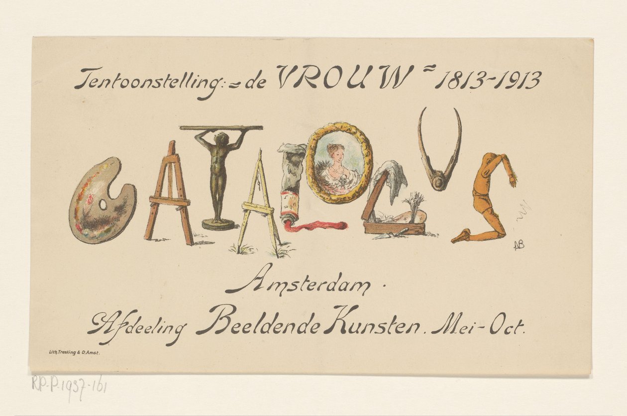 A Nő, 1813-1913 című kiállítás hirdetménye (cím a tárgyon) alkotó: Nelly Bodenheim (signed by artist)