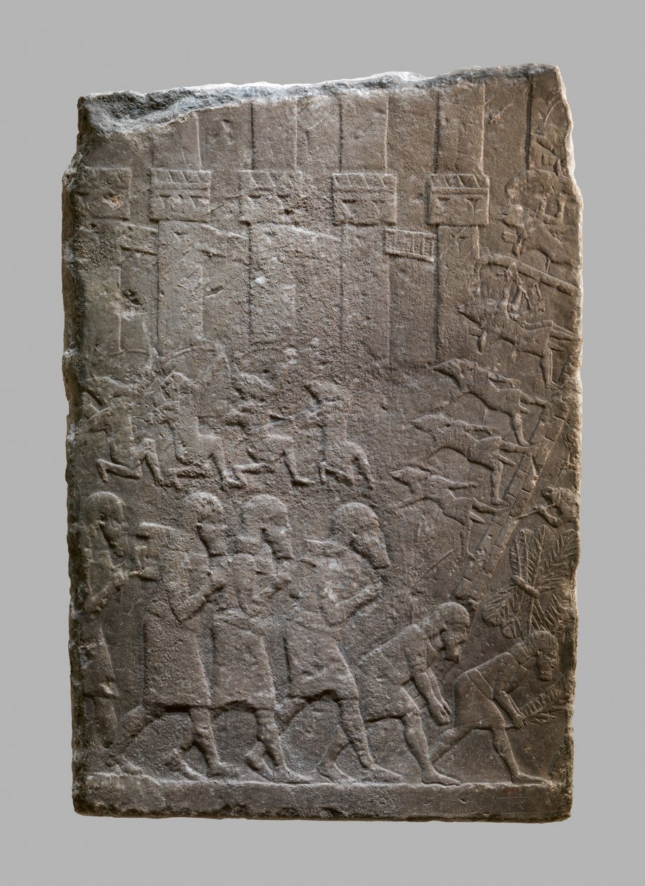 A fellegvárat megrohamozó asszírok csatajelenete, i. e. 704–681. (gipsz alabástrom) alkotó: Neo Assyrian