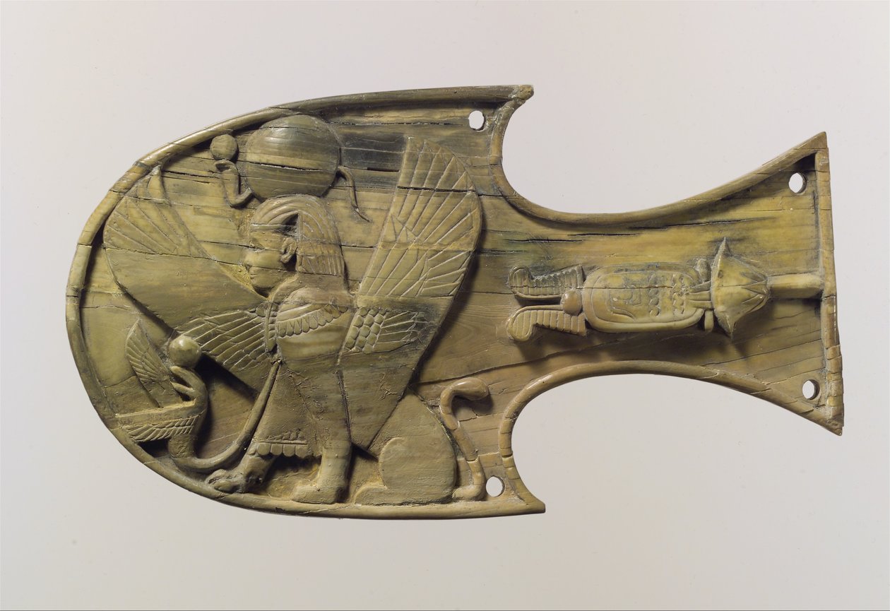 Domborműbe faragott lóhintó ülő szfinxszel, Kr. e. 8. század körül. alkotó: Neo Assyrian Neo Assyrian