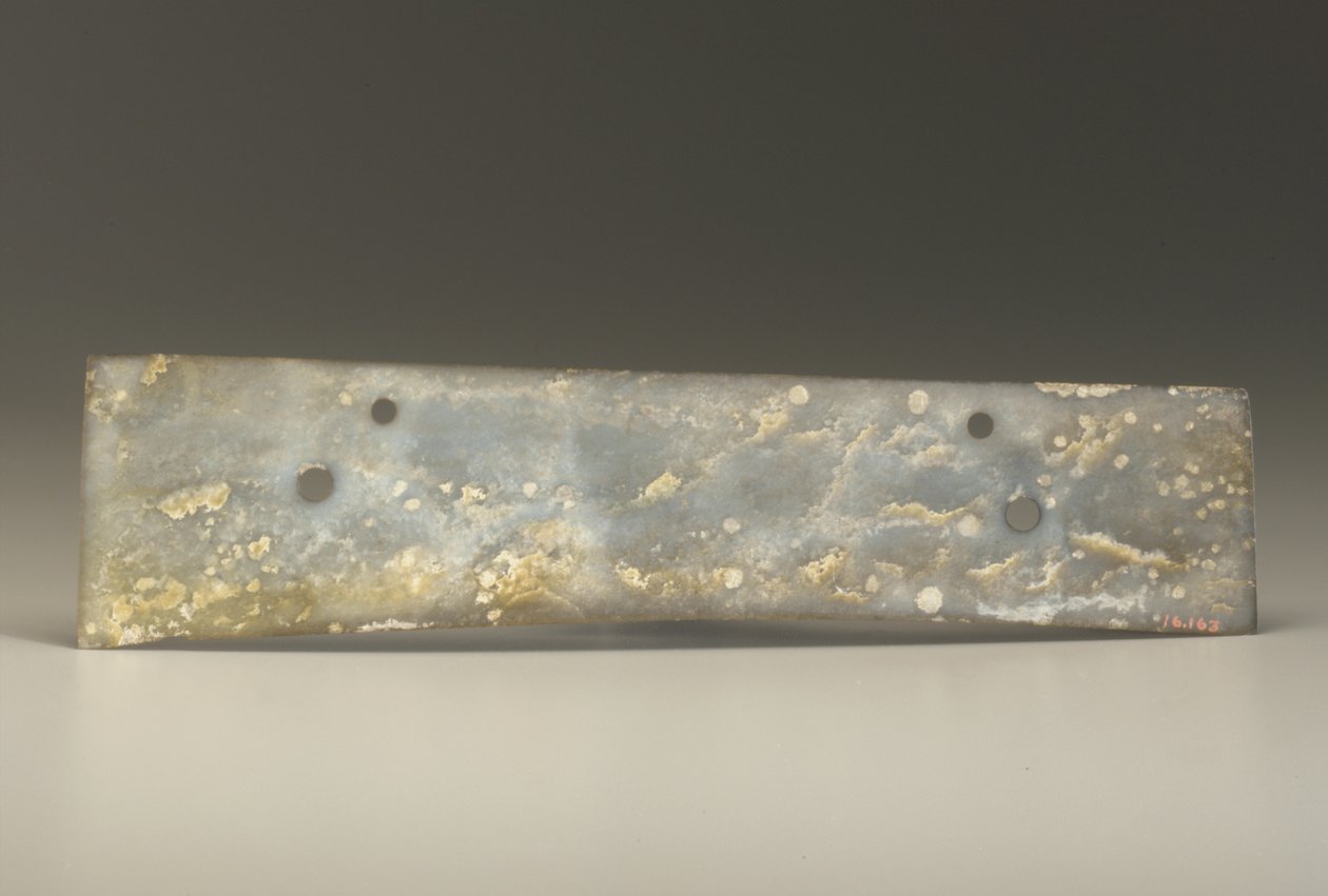 Villás véső (zhang), Qijia kultúra, ie 2500-2000 körül (jáde) alkotó: Neolithic Period Chinese School