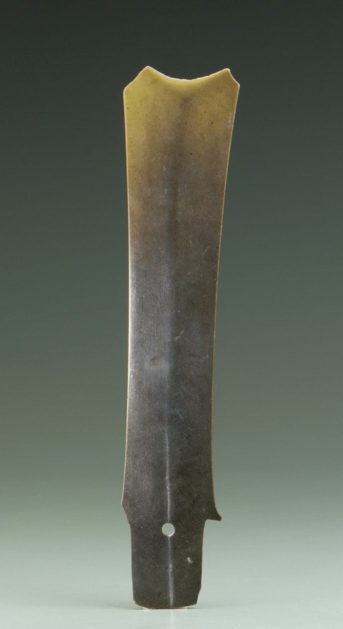 Villás véső (zhang), Qijia kultúra, ie 2500-2000 körül (jáde) alkotó: Neolithic Period Chinese School