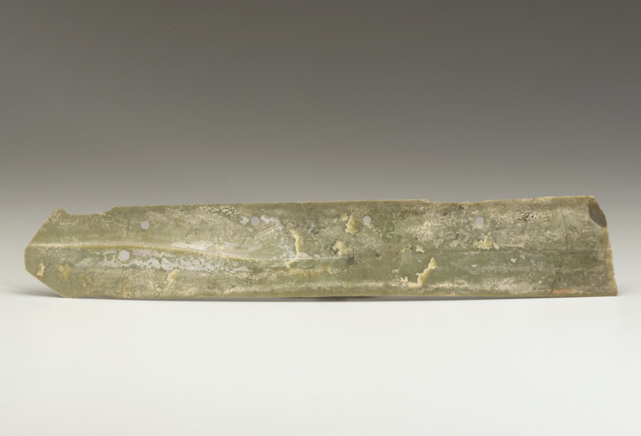 Betakarító kés (hu), Qijia kultúra, ie 2500-2000 körül (jáde) alkotó: Neolithic Period Chinese School