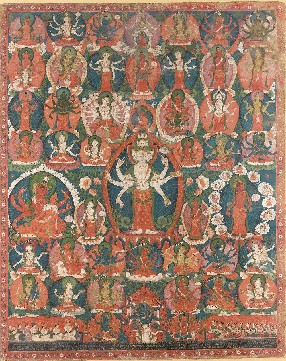 Tizenegy fejű Avalokiteshvara Paubha alkotó: Nepalese School