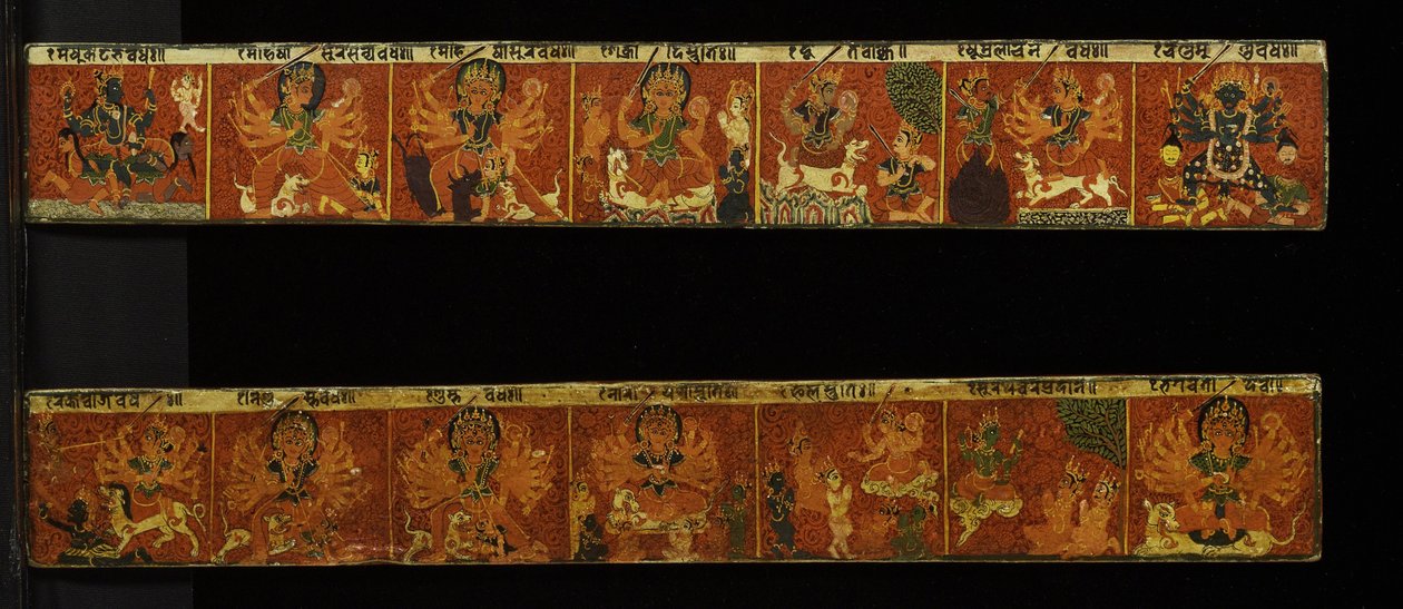 Egy pár Devimahatmya kéziratos borító (átlátszatlan wc fán) alkotó: Nepalese School