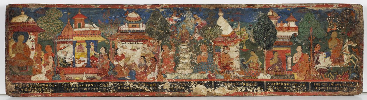 Buddhista kéziratos borító (átlátszatlan wc fán) alkotó: Nepalese School
