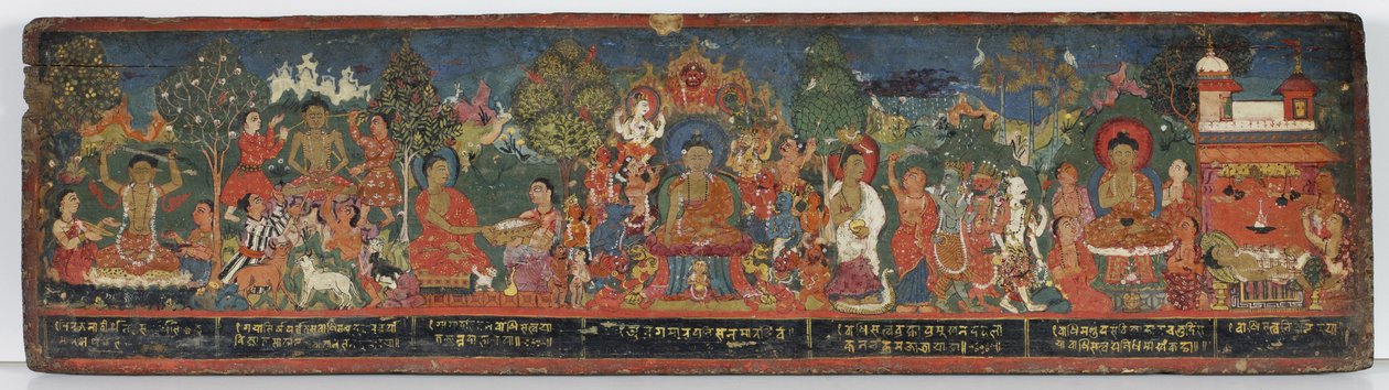 Buddhista kéziratos borító (átlátszatlan wc fán) alkotó: Nepalese School