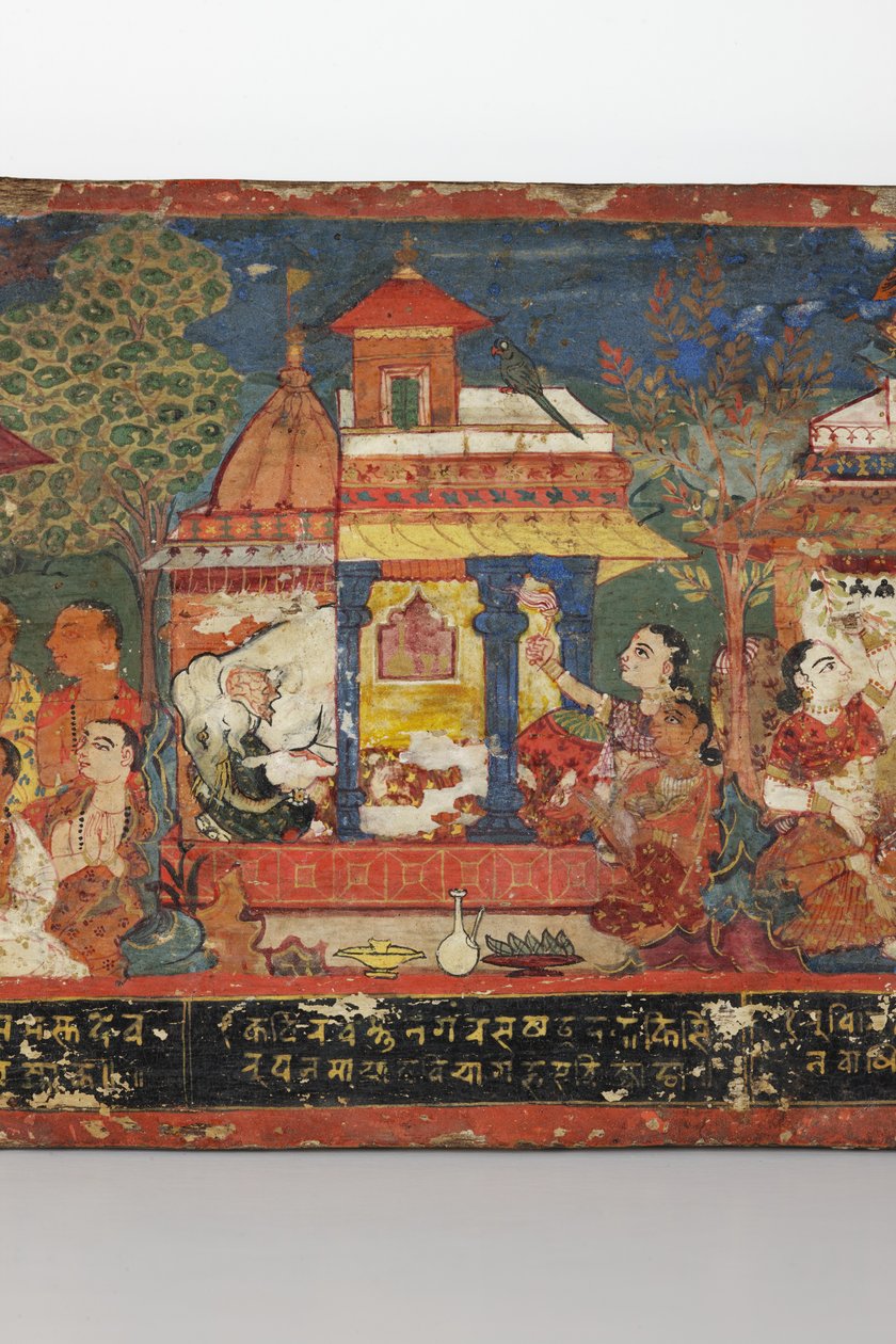 Részlet egy buddhista kéziratos borítóról (átlátszatlan wc fán) alkotó: Nepalese School