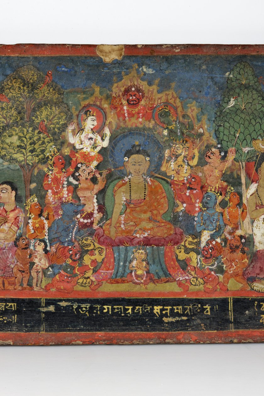Részlet egy buddhista kéziratos borítóról (átlátszatlan wc fán) alkotó: Nepalese School