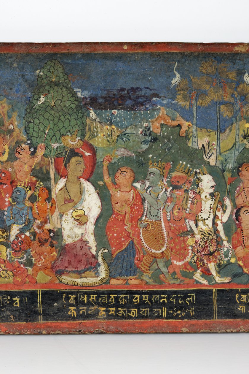 Részlet egy buddhista kéziratos borítóról (átlátszatlan wc fán) alkotó: Nepalese School
