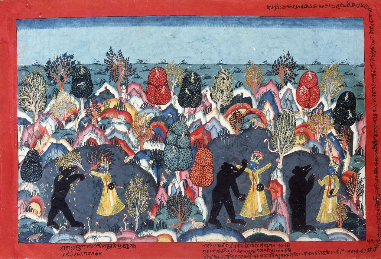 Krisna-harc Jambavata, a medvék királya, c. 1775 alkotó: Nepalese School