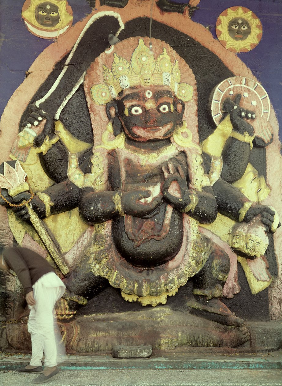 Kali domborműve a Durbar téren (polikróm kő) alkotó: Nepalese School