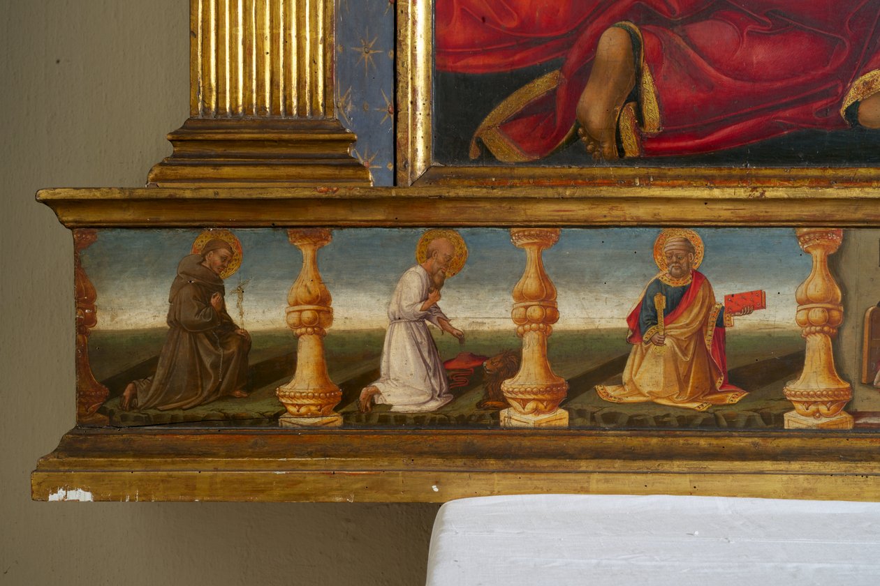 Részlet a Szűzanya koronázásából (tempera fán) alkotó: Neri di Bicci