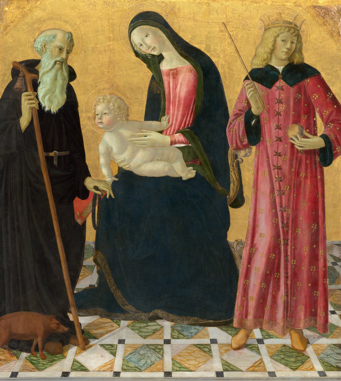 Madonna és gyermek Szent Antal apáttal és Szent Zsigmonddal alkotó: Neroccio de