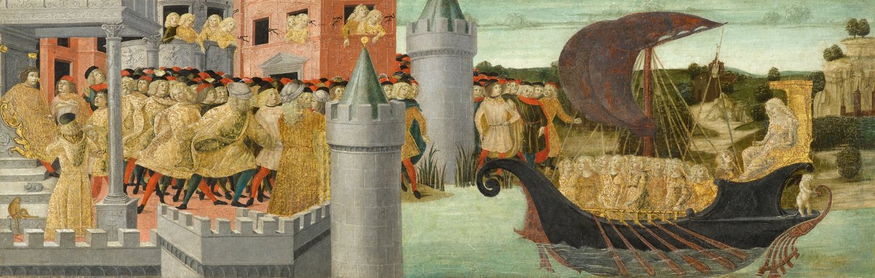 Kleopátra látogatása Antoniusnál, 1475-1480 körül (tempera, arany és ezüst ólom a táblán) alkotó: Neroccio di Landi