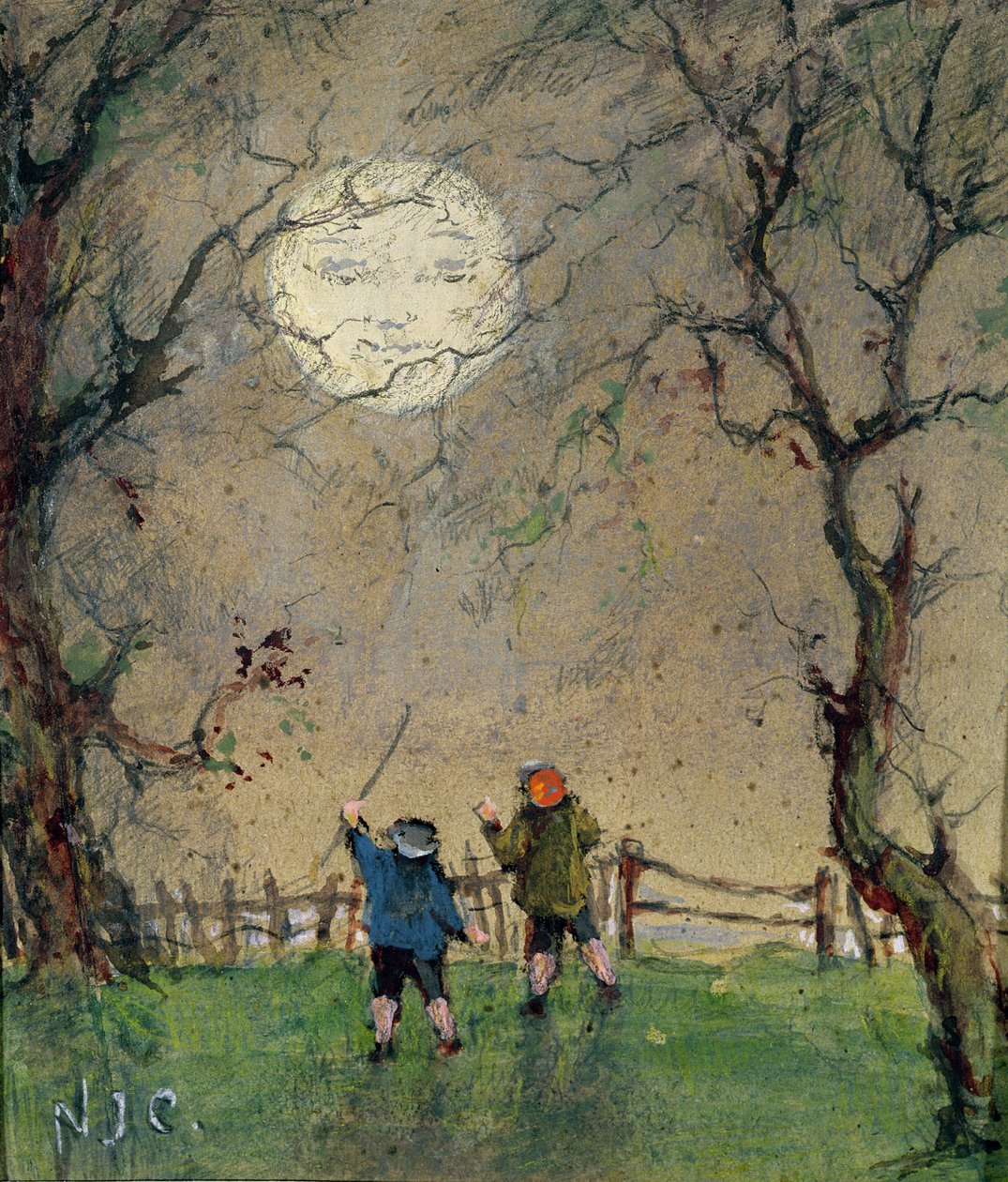 Az ember a Holdban (akvarell papíron) alkotó: Nesta Jennings Campbell