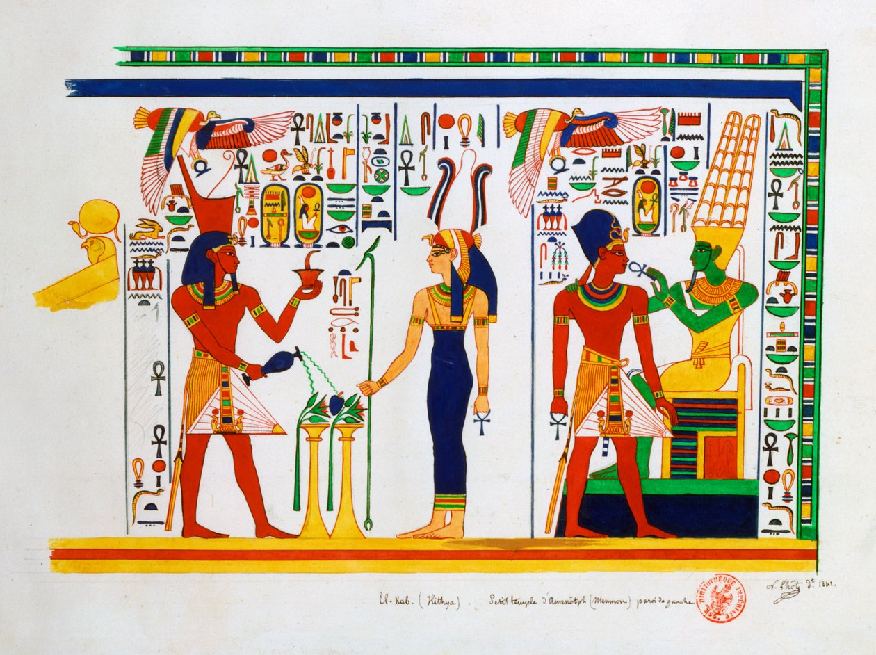 Falfestmény El-Kabból, Egyiptomból, 1841 alkotó: Nestor l